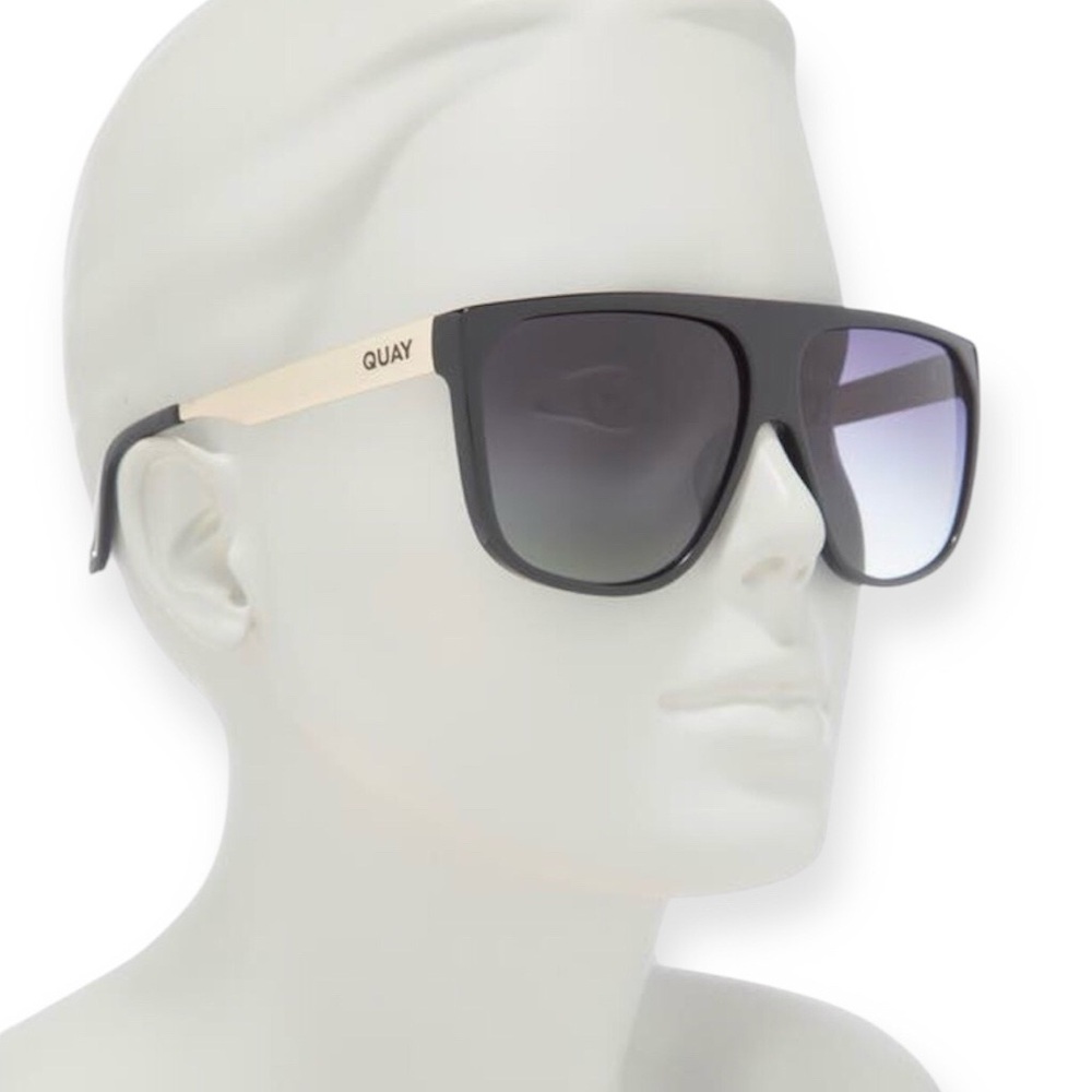 QUAY No Curfew Sunglasses Polarized Black Gold Frame Smoke Gradient Lens Unisex - Picture 7 of 15